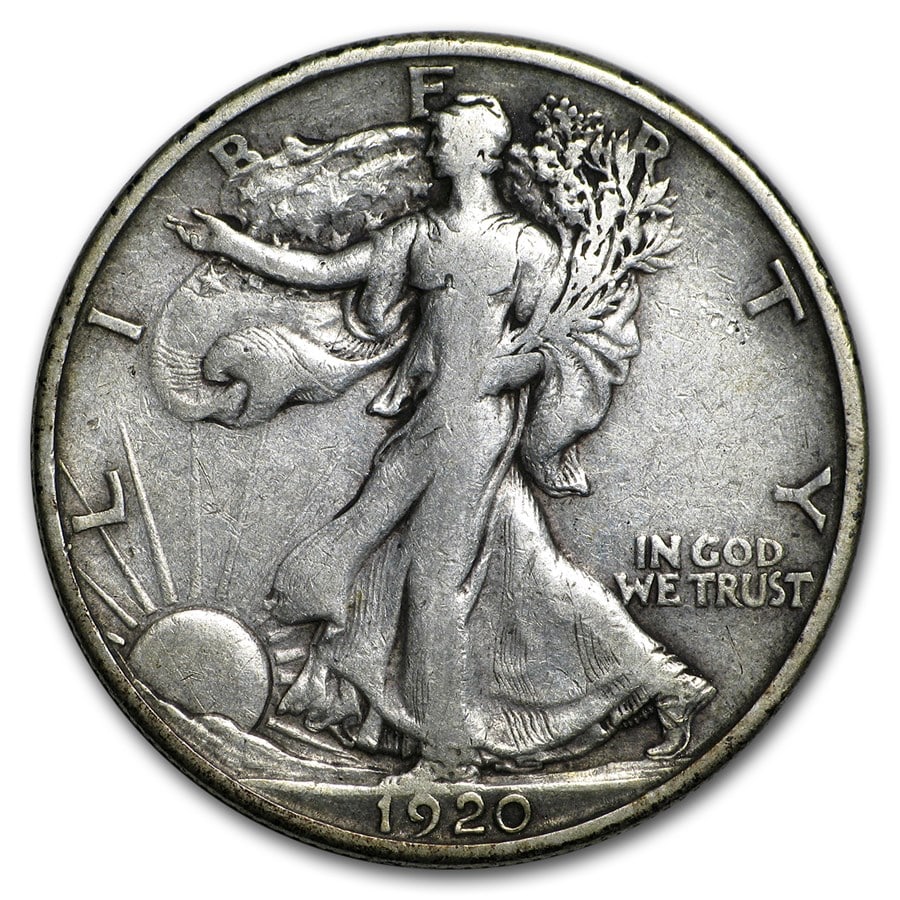 1920-S Walking Liberty Half Dollar: 1920-S Walking Liberty Half Dollar VF SKU no: RBJ25243 Year: 1920 Grade: Very Fine Grade Service: None Denomination: $0.50 Mint Mark: S - San Francisco Metal Content: 0.3575 troy oz <