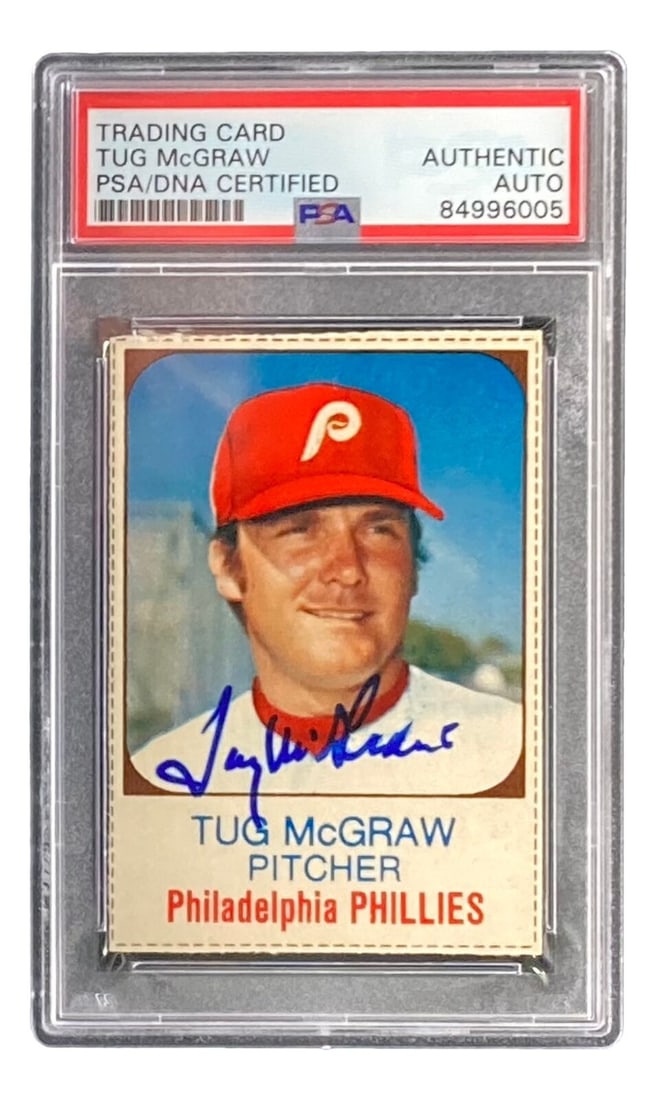 tug mcgraw signed philadelphia phillies: tug mcgraw signed philadelphia phillies 1975 hostess #149 trading card PSA/DNA Tug McGraw Signed Philadelphia Phillies 1975 Hostess #149 Trading Card PSA/DNA SKU no: RBJ7594050158680