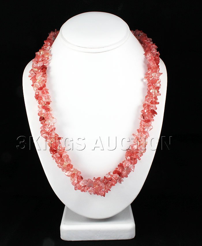 480.10CTW 22in. PINKROSE CHIPPED STONE NECKLACE METAL L: 480.10CTW 22in. PINKROSE CHIPPED STONE NECKLACE METAL LOCK PHIL. **|**|** MSRP: $300