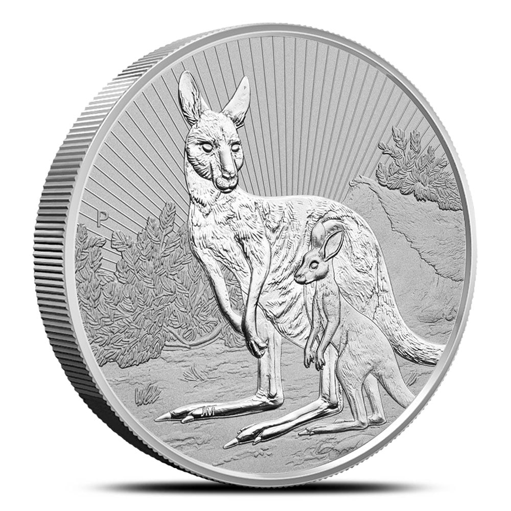 2023 2 oz Australian Silver: 2023 2 oz Australian Silver Mother & Baby Kangaroo Coin (BU) SKU no: RBJ5334009 Year: 2023 Mint Mark: P - Perth Mint Purity: .9999 Manufacturer: Perth Mint Thickness: 6.02 mm Diameter: 40
