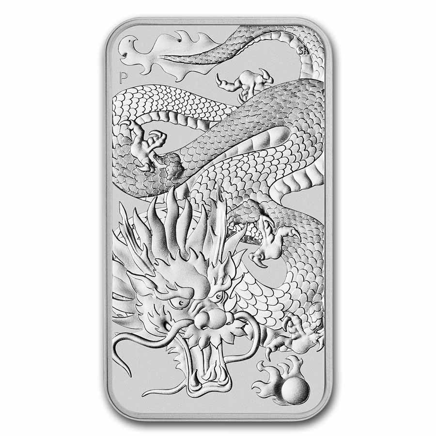 2022 Australia 1 oz Silver: 2022 Australia 1 oz Silver Dragon Rectangular Coin BU SKU no: RBJ250784 Year: 2022 Grade: Brilliant Unc Grade Service: None Denomination: 1 Dollar Mint Mark: P - Perth Metal Content: 1 tr