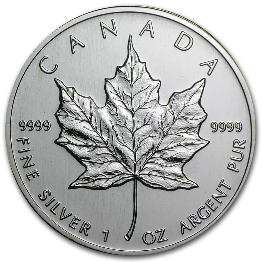 2002 Canada 1 oz Silver: 2002 Canada 1 oz Silver Maple Leaf BU SKU no: RBJ11067 Year: 2002 Grade: Brilliant Unc Grade Service: None Denomination: $5 Mint Mark: RCM (Not Shown) Metal Content: 1 troy oz Pu
