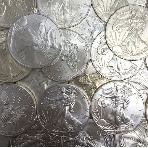 1 oz American Silver Eagle: 1 oz American Silver Eagle Coin (Random Year, Cull) SKU no: RBJ472125 Year: Random Mint Mark: Random Purity: 0.999 Manufacturer: US Mint Thickness: 2.98 mm Diameter: 40.6 mm Inne