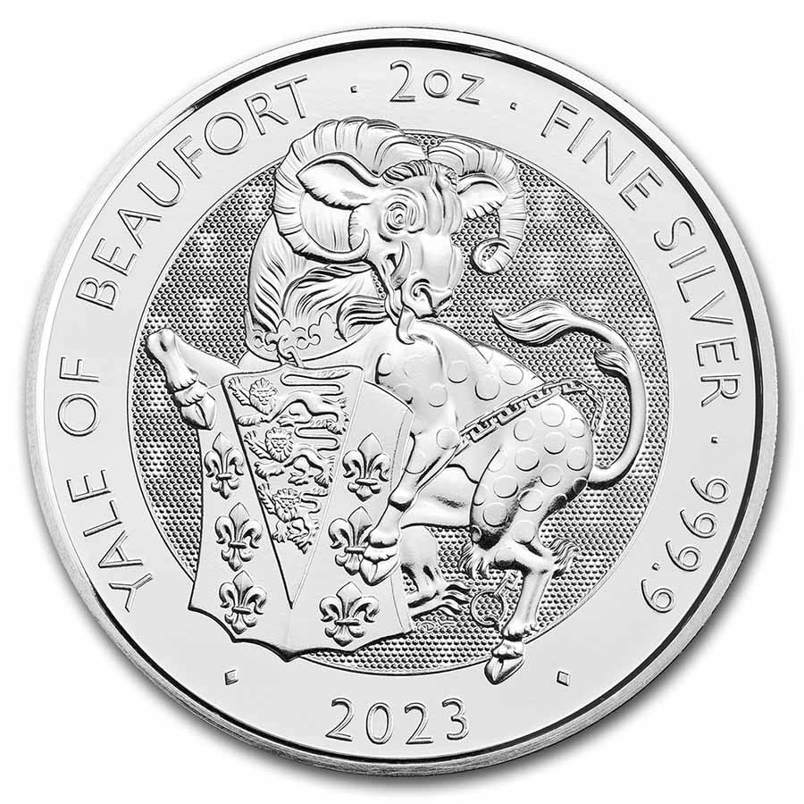 2023 GB 2 oz Silver: 2023 GB 2 oz Silver Royal Tudor Beasts The Yale of Beaufort SKU no: RBJ257443 Year: 2023 Grade: Brilliant Unc Grade Service: None Denomination: 5 Pounds Mint Mark: Not Shown Metal Content
