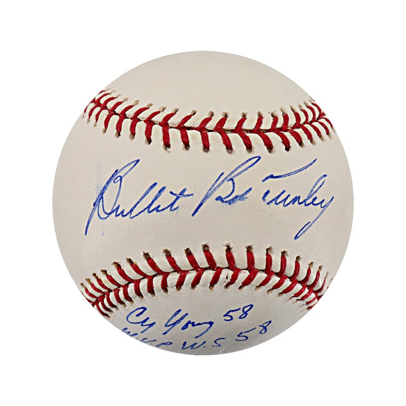 bullet bob turley autographed signed 6 inscription bud selig OML baseball (JSA COA #ap51486): bullet bob turley autographed signed