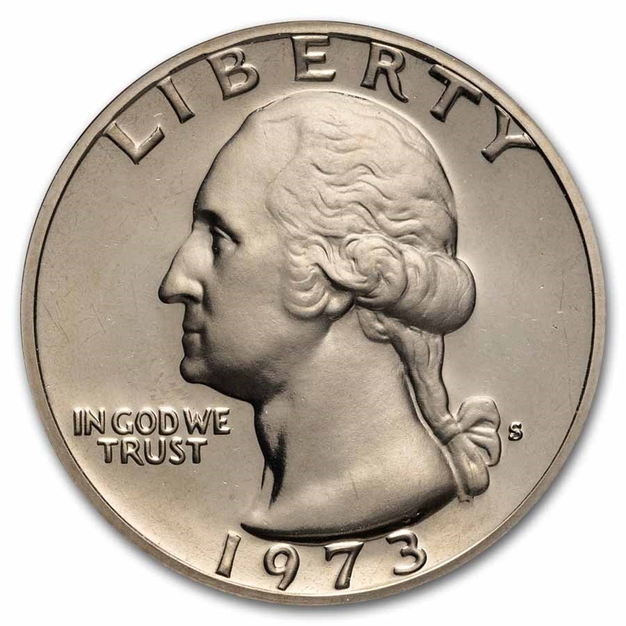 1973-S Washington Quarter 40-Coin Roll: 1973-S Washington Quarter 40-Coin Roll Proof SKU no: RBJ34996 Year: 1973 Grade: Proof Grade Service: None Denomination: 25 Cents Mint Mark: S - San Francisco Metal Content: 0 troy oz