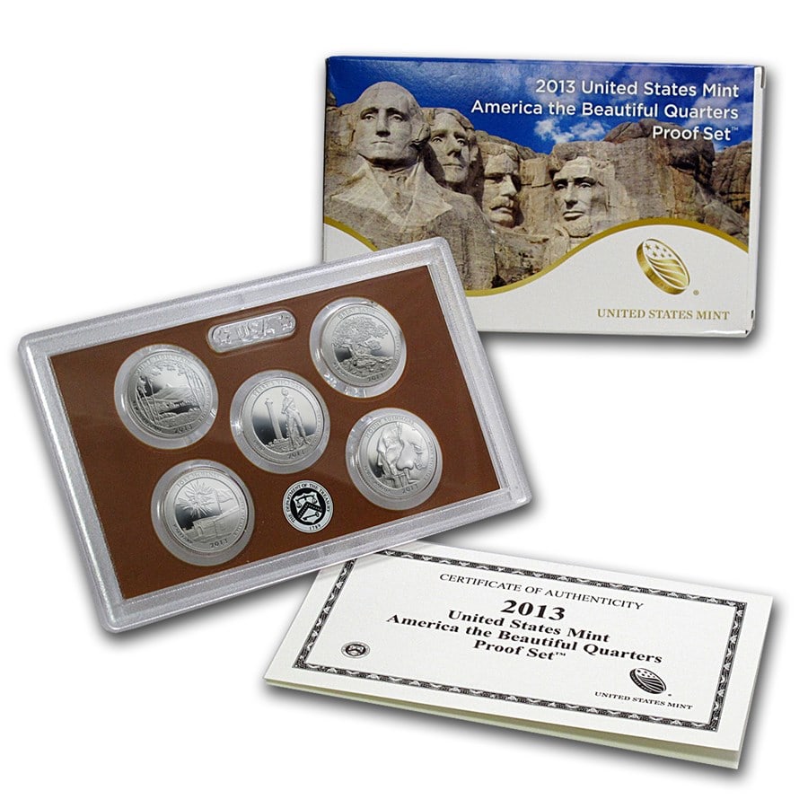 2013-S America the Beautiful Quarters: 2013-S America the Beautiful Quarters Proof Set SKU no: RBJ84300 Year: 2013 Grade: Proof Grade Service: None Denomination: 25 Cents Mint Mark: S - San Francisco Metal Content: 0 troy oz <