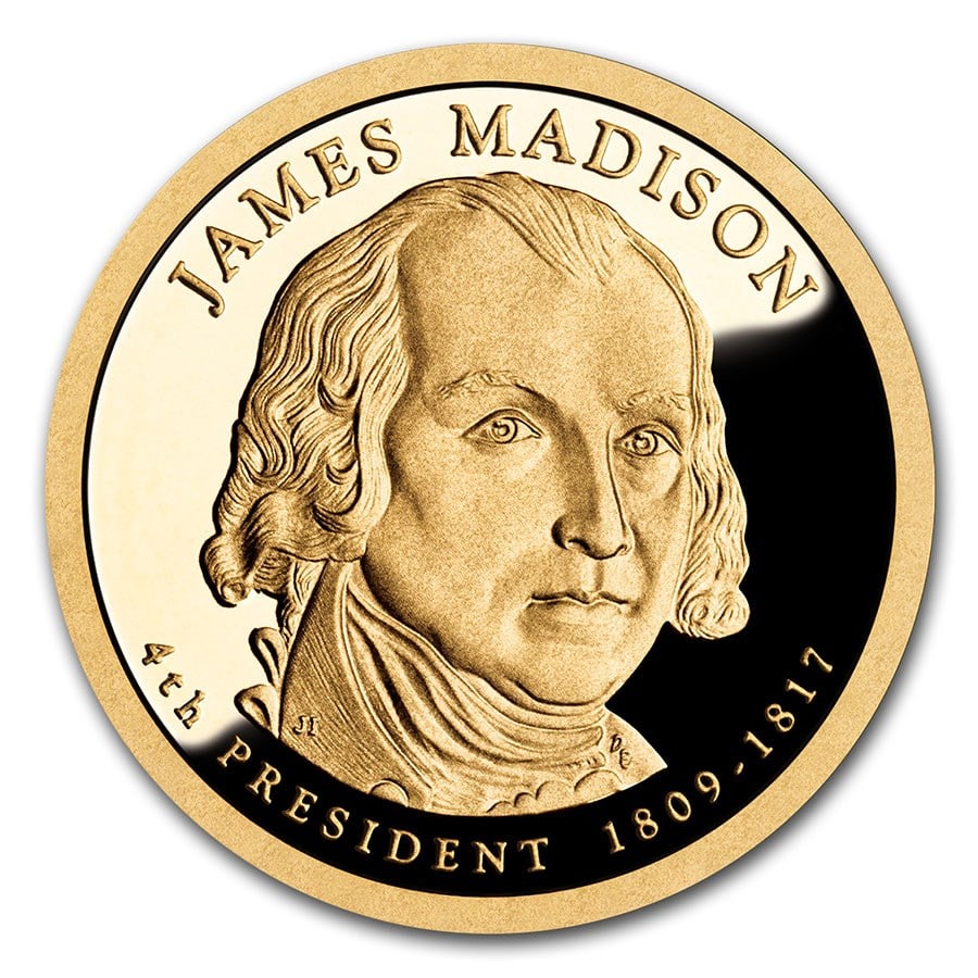 2007-S James Madison Presidential Dollar: 2007-S James Madison Presidential Dollar Proof SKU no: RBJ41497 Year: 2007 Grade: Proof Grade Service: None Denomination: $1.00 Mint Mark: S - San Francisco Metal Content: 0 troy oz <