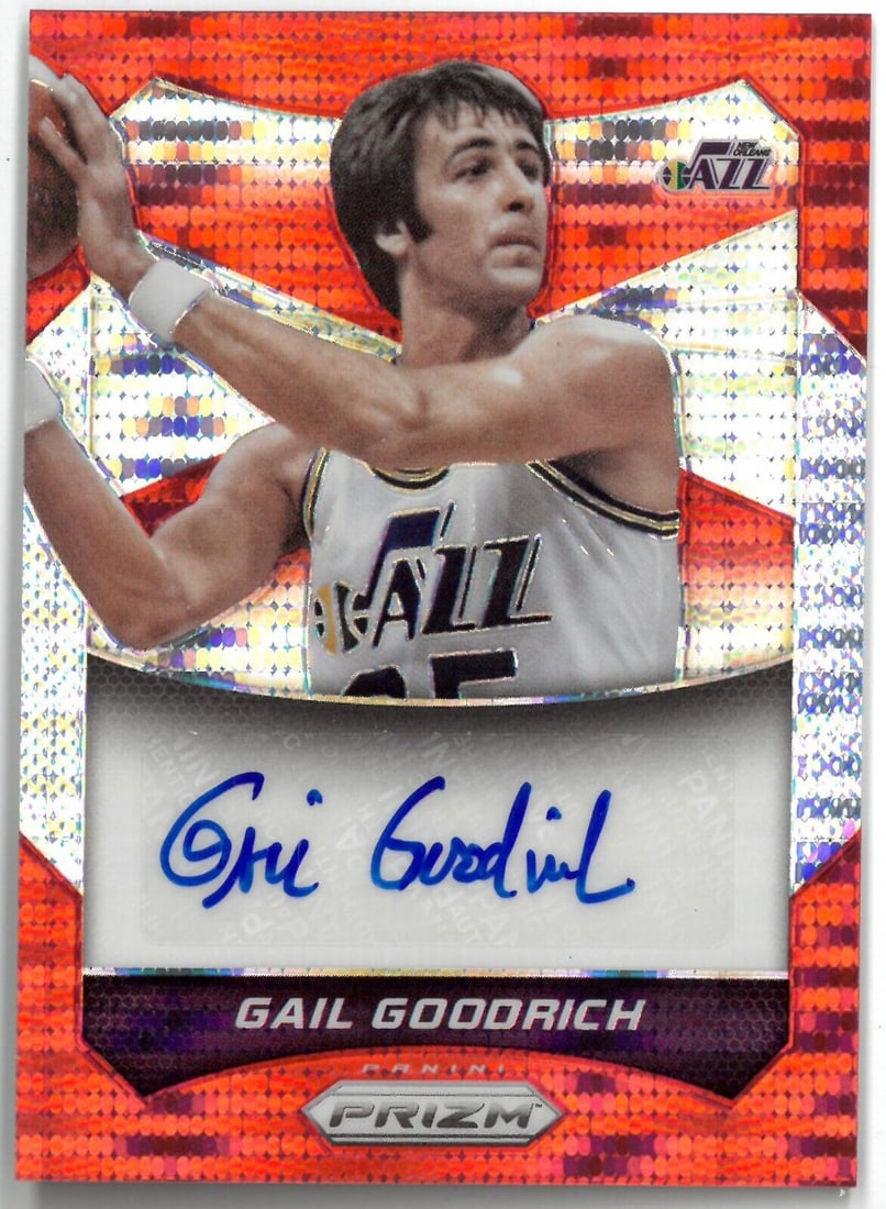 Gail Goodrich signed 2014-15 Panini Prizm Red Pulsar Basketball Card #53-127/149: Gail Goodrich signed 2014-15 Panini