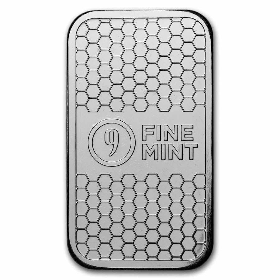 5 oz Silver Bar -: 5 oz Silver Bar - 9Fine Mint SKU no: RBJ274334 Grade: None Grade Service: None Mint Mark: N/A - Not Available Metal Content: 5 troy oz Purity: .999 Thickness: 8 mm Diameter: N/A