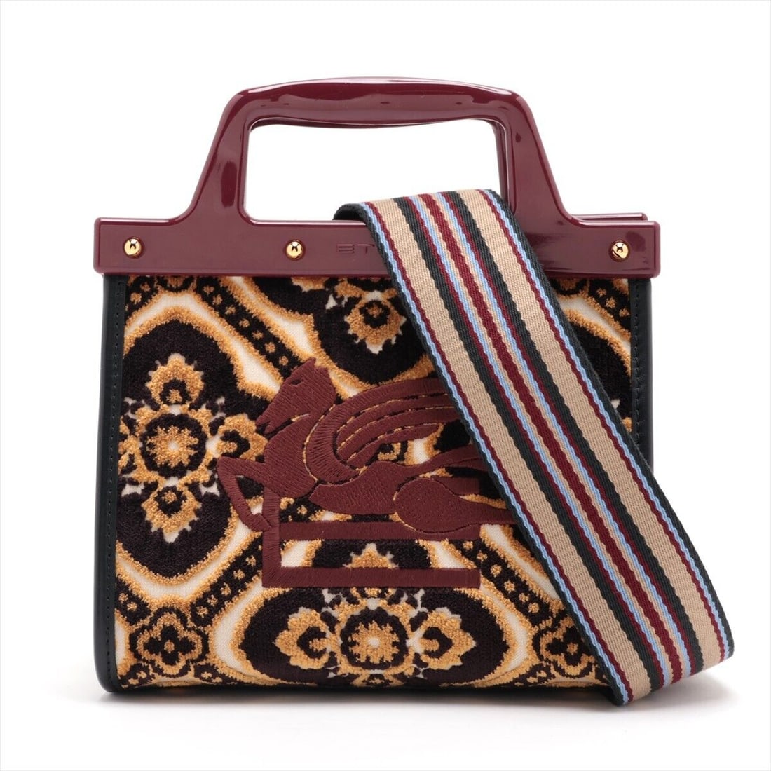 Etro Jacquard 2 Way Shoulder Bag: Etro Jacquard 2 Way Shoulder Bag Black x Brown Condition: Pre-owned Seller Notes: ?Good : Used with a few stains and/or scratches. AH019778? Style: Shoulder Bag Material: Jacquard Exterior Color: See