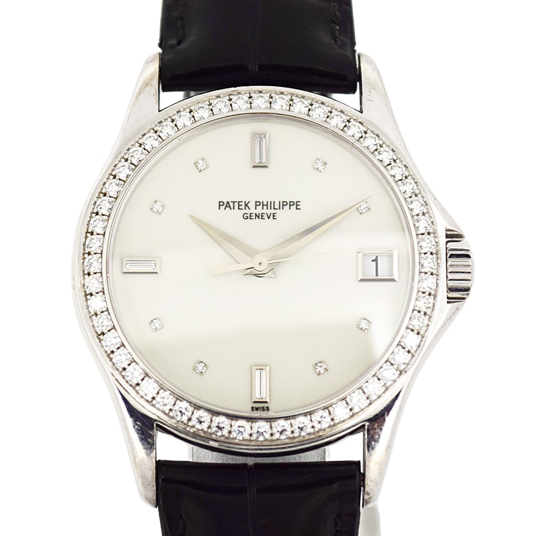 SALE K18WG bezel diamond PATEK PHILIPPE: SALE K18WG bezel diamond PATEK PHILIPPE Calatrava 5108G-012 watch Condition: Pre-owned Seller Notes: ?Good : Used with a few stains and/or scratches. 029305-1? Brand: PATEK PHILIPPE Style: Watches Dep