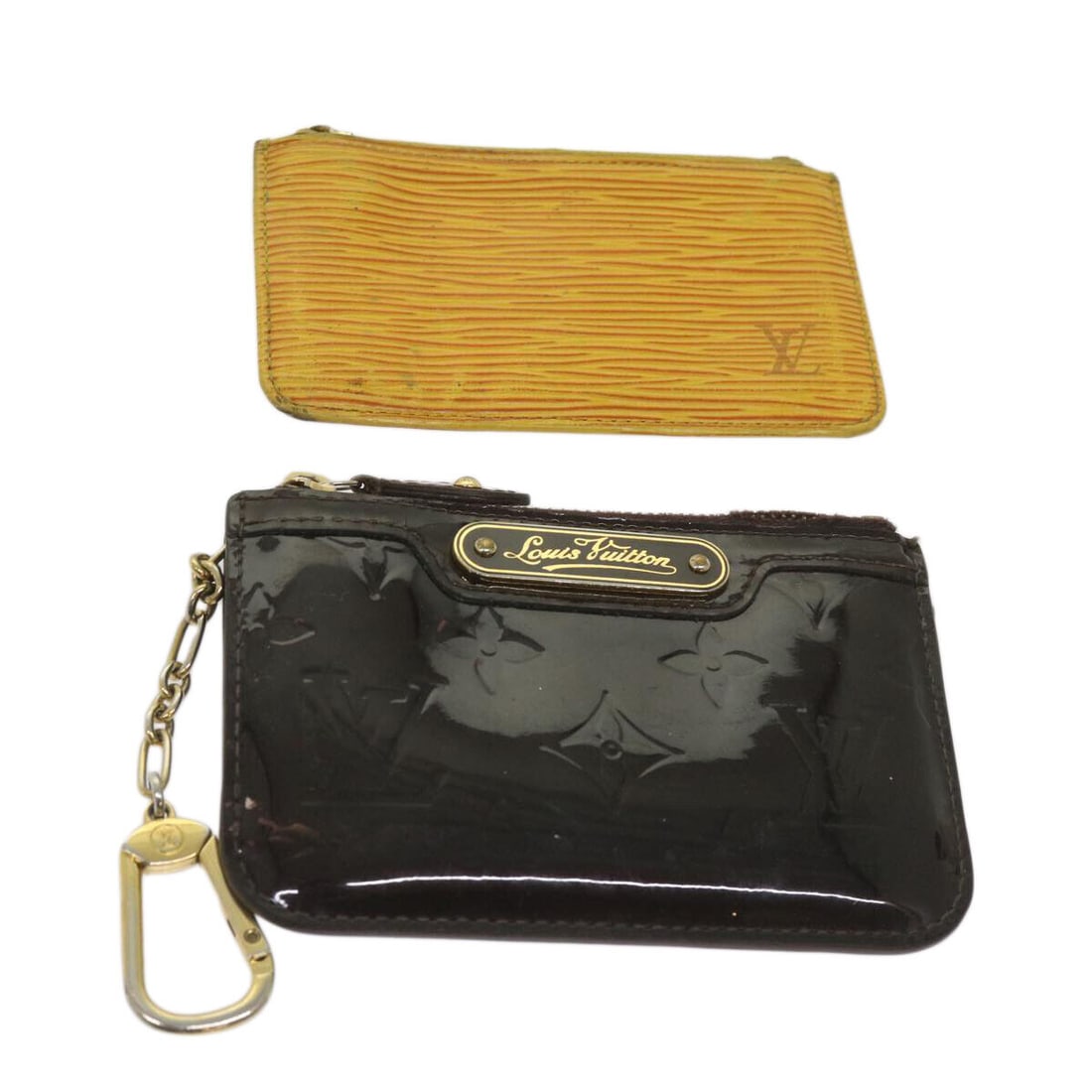 LOUIS VUITTON Epi Vernis Coin Purse: LOUIS VUITTON Epi Vernis Coin Purse 2Set Yellow Amarante LV Auth 66327 Condition: Pre-owned Seller Notes: ?Pre-owned: An item that has been Pre-Owned or worn previously. See the sellers listing for fu