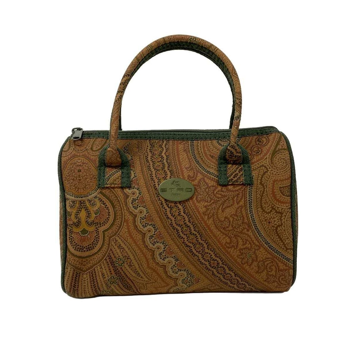 Auth ETRO - Brown Khaki Multi: Auth ETRO - Brown Khaki Multi Chemical Fiber Leather Handbag Condition: Pre-owned Brand: ETRO Style: Handbag Exterior Color: Brown, Khaki, Multi Exterior Material: Chemical Fiber, Leather Conditio