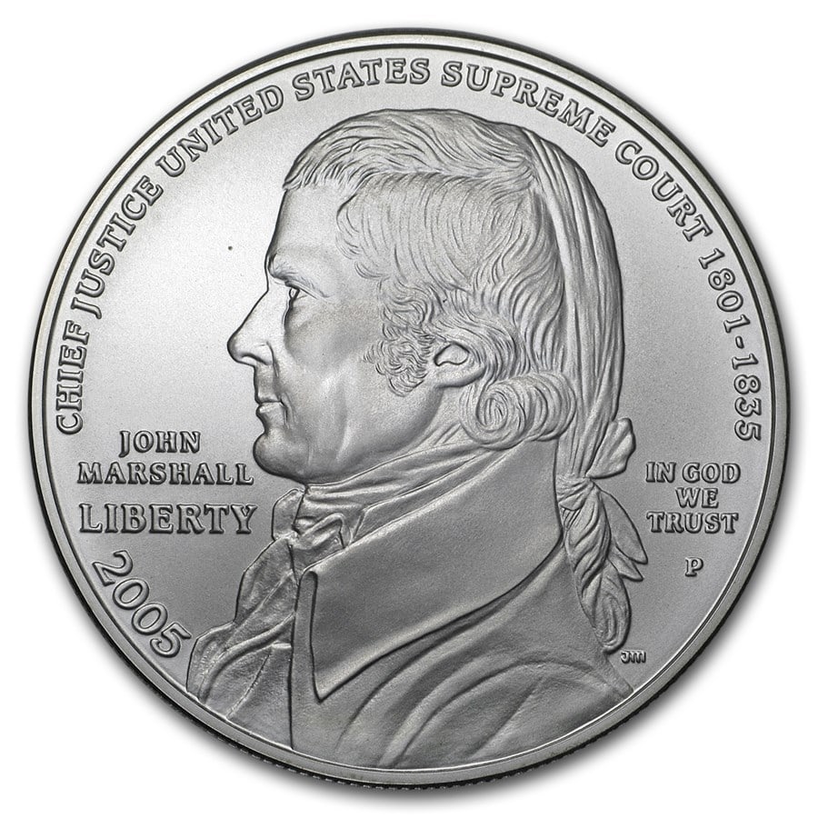 2005-P Chief Justice John Marshall Coin/Chronicles: 2005-P Chief Justice John Marshall Coin/Chronicles Set BU (Book) SKU no: RBJ11661 Year: 2005 Grade: Brilliant Unc Grade Service: None Denomination: $1.00 Dollar Mint Mark: P - Philadelphia <br