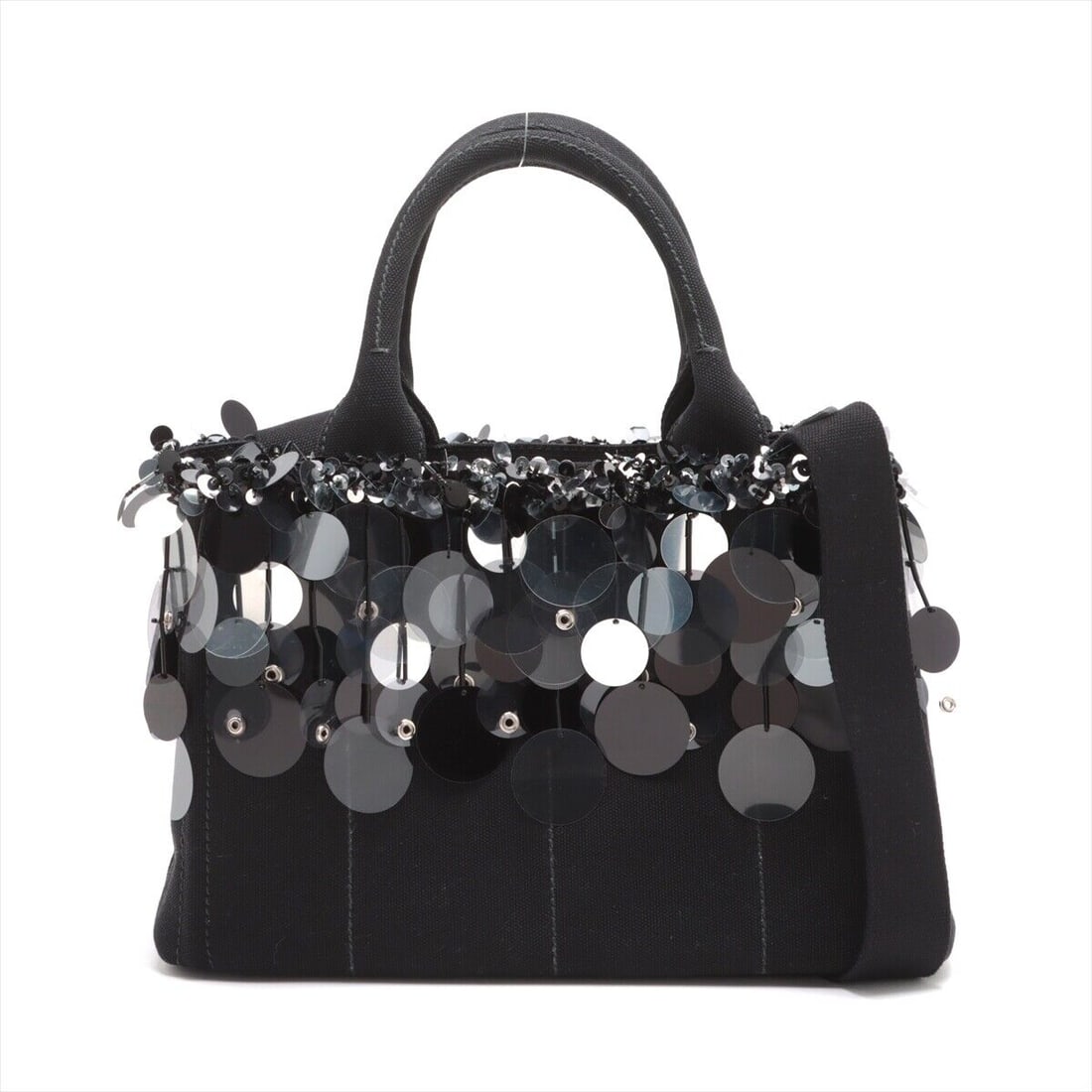 Prada Canapa canvas 2 Way Tote: Prada Canapa canvas 2 Way Tote Bag Black 1BG439 Condition: Pre-owned Seller Notes: ?Very Good : Pre-Owned with minor stains and/or scratches. GM023574? Style: Tote Material: canvas Exterior Color: See