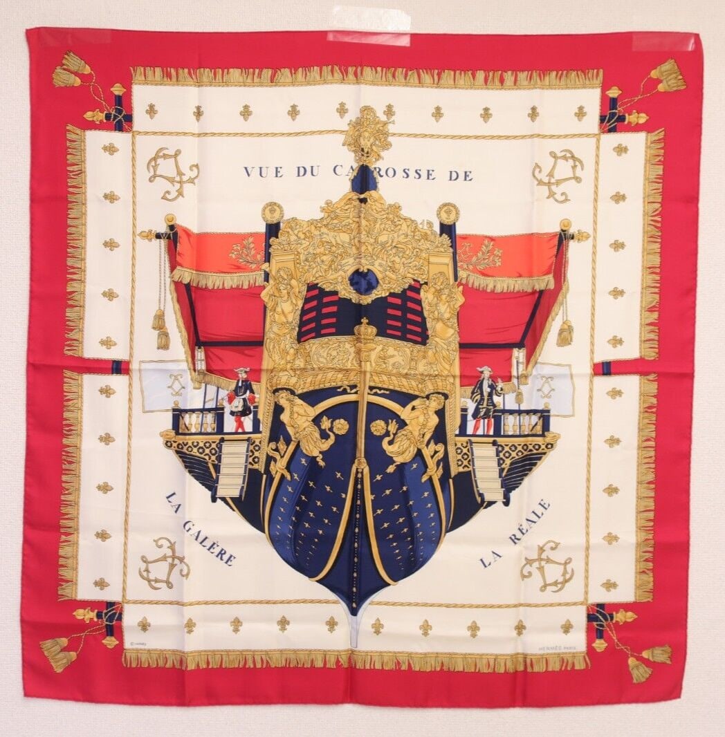 Authentic HERMES "Vie du Carosse du: Authentic HERMES "Vie du Carosse du la Galere" Silk Scarf Carre 90 #21703 Condition: Pre-owned Brand: HERMeS Department: Women Type: Scarf Color: Red Style: Scarf Material: Silk