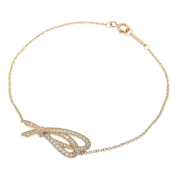 Tiffany & Co. Bow Ribbon Diamond: Tiffany & Co. Bow Ribbon Diamond Bracelet K18Pg 750 Pink Gold 17Cm Bangle Condition: Pre-owned Brand: Tiffany & Co. Country: Japan Main Stone: Diamond Metal: Pink Gold Metal Purity: K18 S