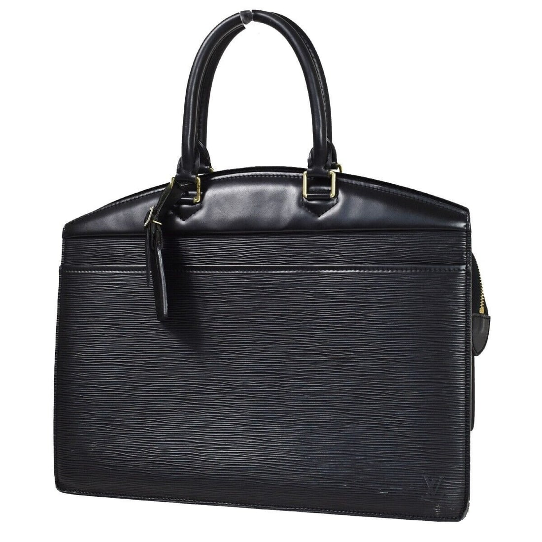 LOUIS VUITTON LV Logo Riviera Hand: LOUIS VUITTON LV Logo Riviera Hand Bag Epi Leather Black France M48182 31YD059 Condition: Pre-owned Seller Notes: ?Corner has frayed.Inside and outside pocket has peeled and dirty(JUNK).Please check a