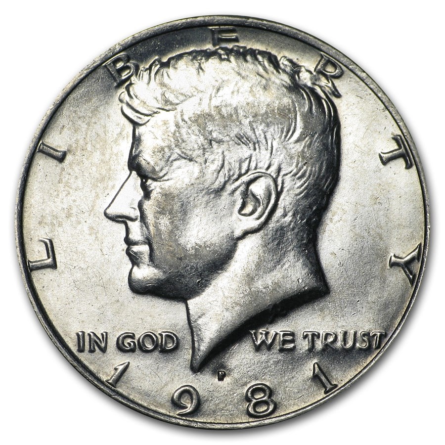 1981-P Kennedy Half Dollar BU: 1981-P Kennedy Half Dollar BU SKU no: RBJ6032 Year: 1981 Grade: Brilliant Unc Grade Service: None Denomination: 50 Cents Mint Mark: P - Philadelphia Metal Content: 0 troy oz Puri