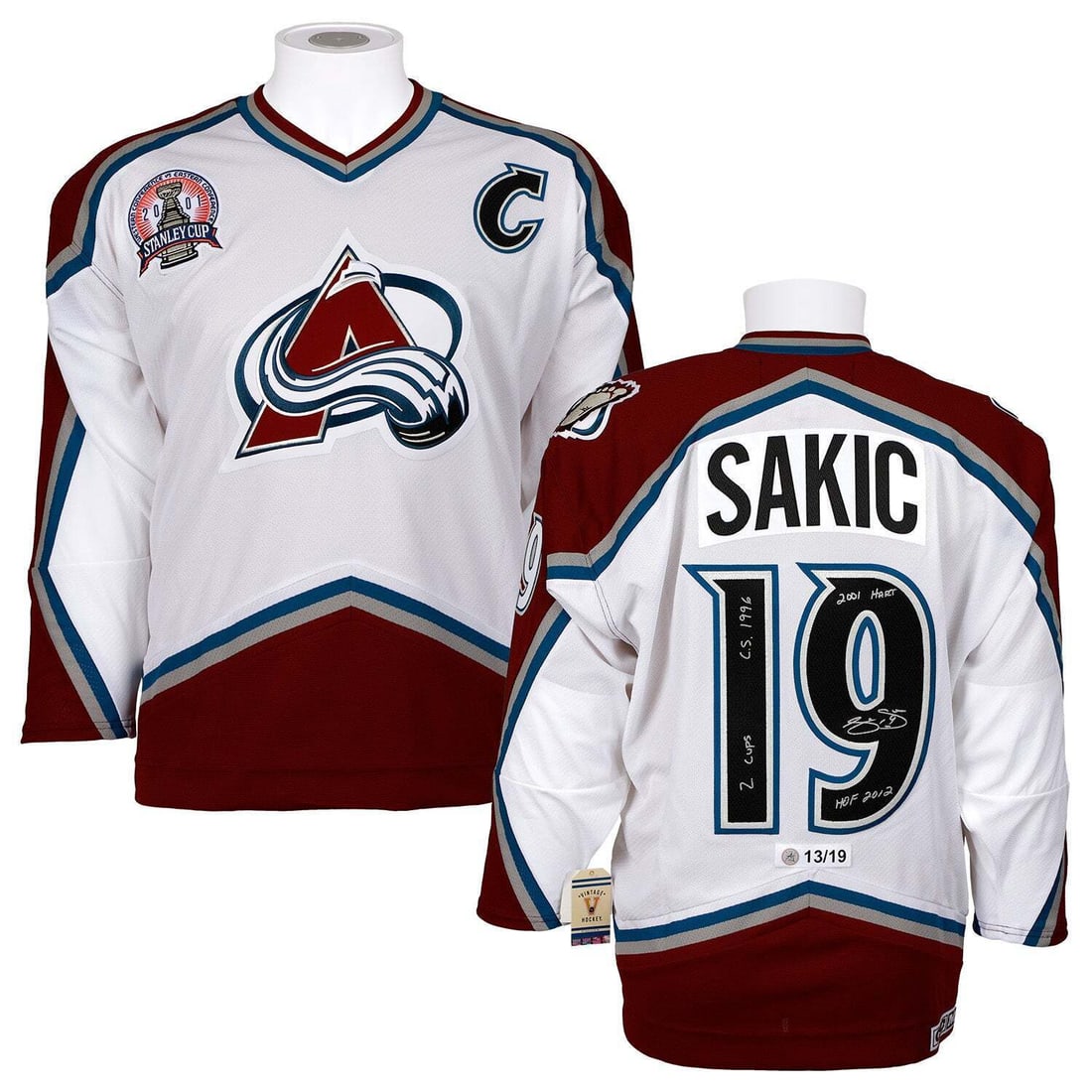 joe sakic signed colorado avalanche vintage: joe sakic signed colorado avalanche vintage ccm jersey with stats #11/19 Joe Sakic Signed Colorado Avalanche Vintage CCM Jersey with Stats #11/19 SKU no: RBJ8146597838936