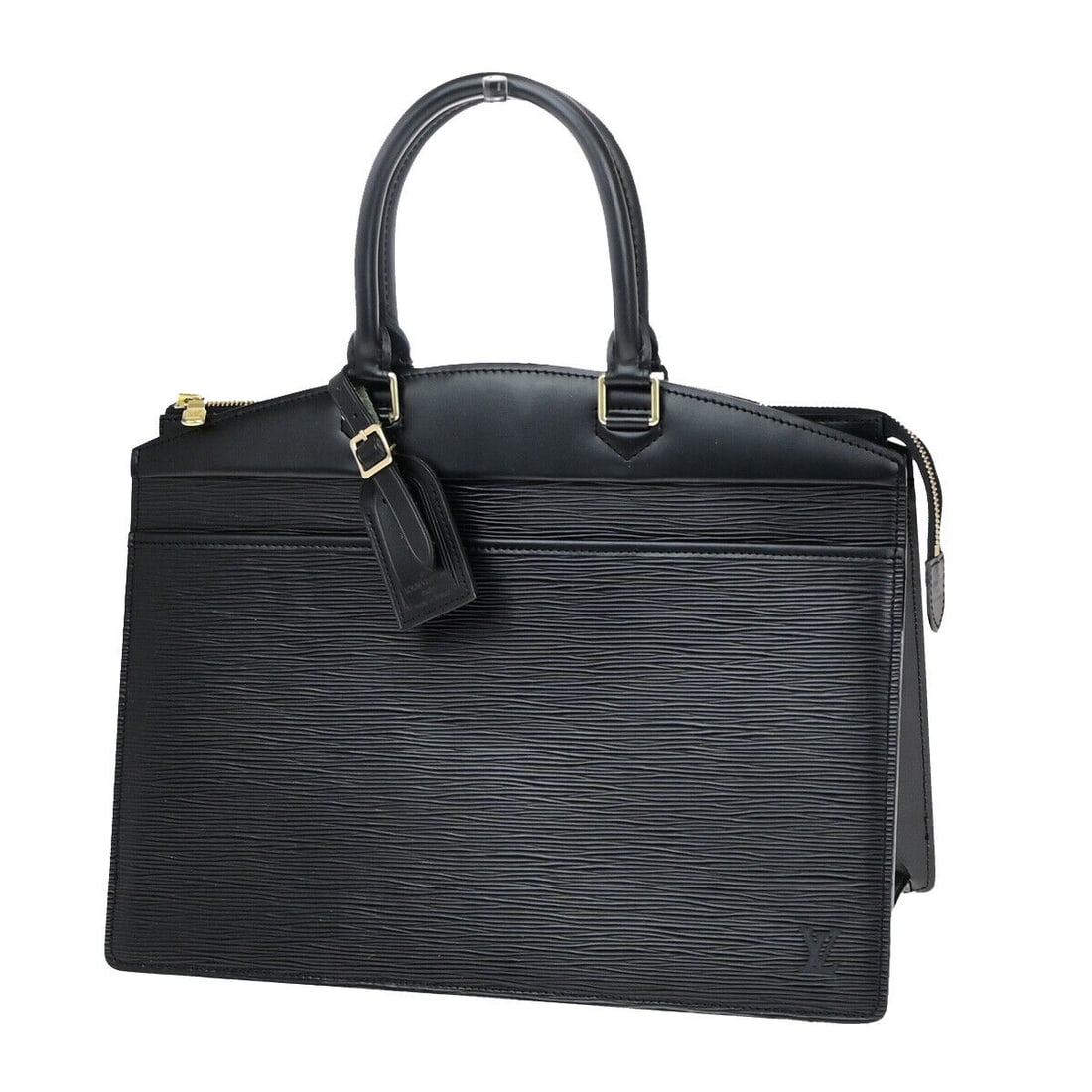 LOUIS VUITTON LV Logo Riviera Hand: LOUIS VUITTON LV Logo Riviera Hand Bag Epi Leather Black France M48182 64YE887 Condition: Pre-owned Important Notes: ?Inside and outside pocket has peeled and dirty(JUNK).Please check a photograph and