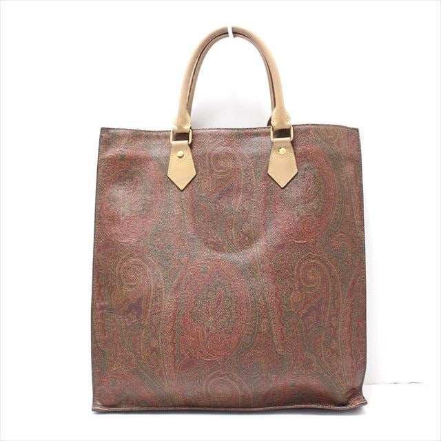 Auth ETRO - Dark Brown Red: Auth ETRO - Dark Brown Red Multi PVC Leather Tote Bag Condition: Pre-owned Brand: ETRO Style: Tote Bag Exterior Color: Dark Brown, Red, Multi Exterior Material: PVC, Leather Accessories: Dust Bag
