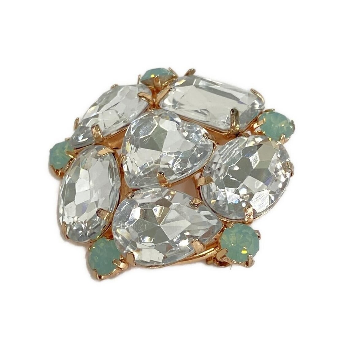 Auth ANNA SUI - Clear Light: Auth ANNA SUI - Clear Light Green Rose Gold Hardware Rhinestones Brooch Condition: Pre-owned Brand: ANNA SUI Style: Brooch Color: Clear, Light Green, Rose Gold Material: Hardware, Rhinestones Note