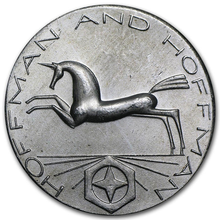 1 oz Silver Round - Hoffman: 1 oz Silver Round - Hoffman & Hoffman SKU no: RBJ72989 Year: N/A Grade: None Grade Service: None Mint Mark: N/A - Not Available Metal Content: 1 troy oz Purity: .999 Thickness: N