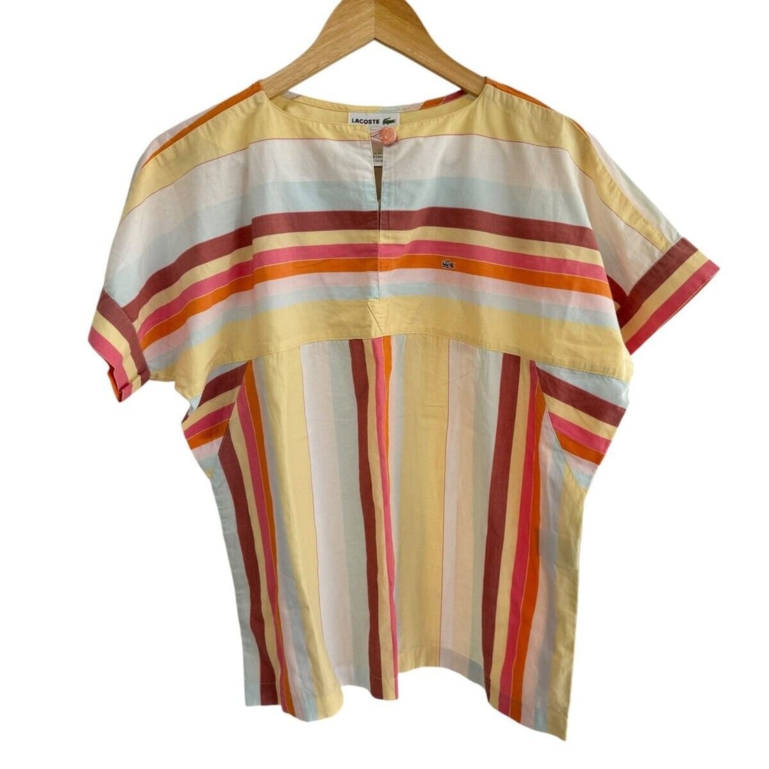 Auth Lacoste Cream Orange Multi Cutsew: Auth Lacoste Cream Orange Multi Cutsew Condition: Pre-owned Brand: Lacoste Style: Cutsew Color: Cream, Orange, Multi Material: Please see the photo of the quality tag ConditionRank: 6 Dep