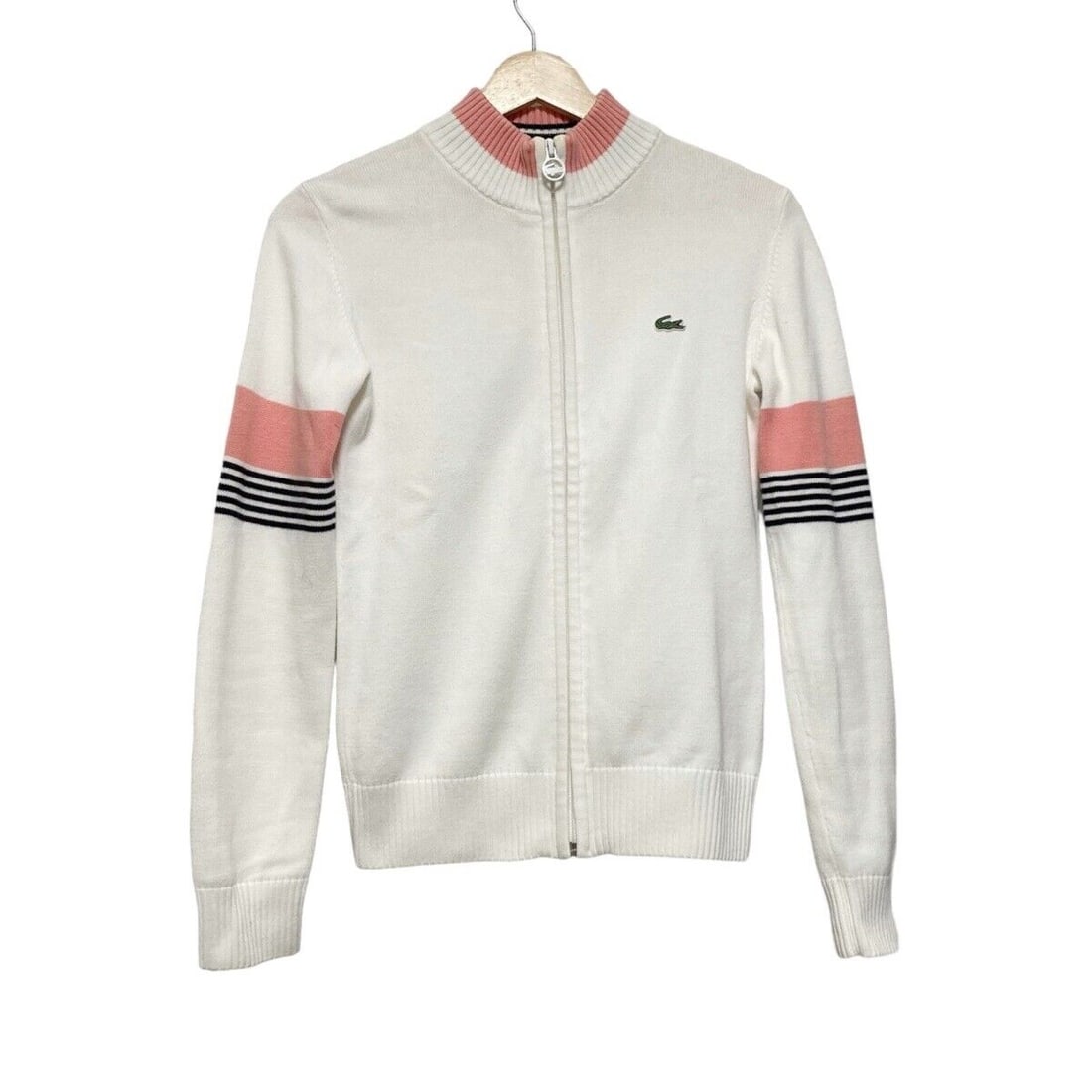 Auth Lacoste - White Pink Black: Auth Lacoste - White Pink Black Lightweight Jacket Condition: Pre-owned Brand: Lacoste Style: Lightweight Jacket Color: White, Pink, Black Outer Shell Material: Please see the photo of the quality tag