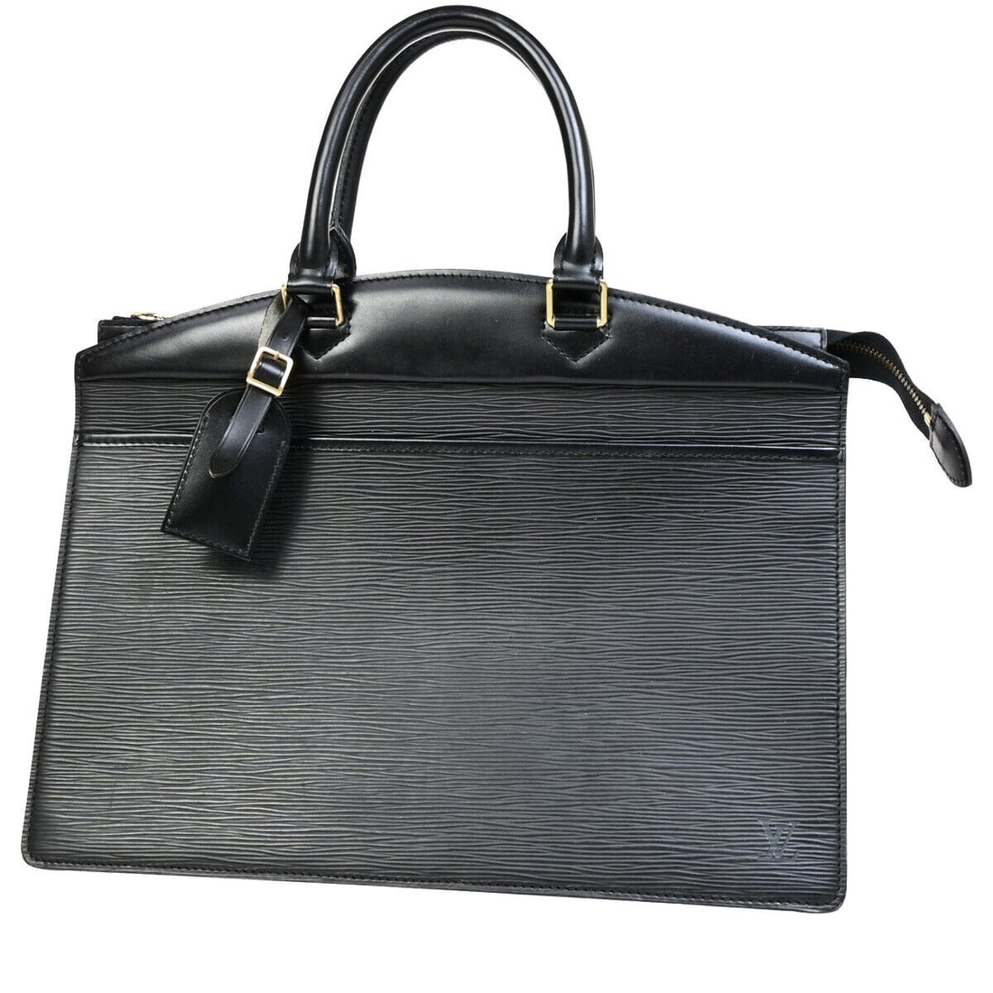 LOUIS VUITTON LV Logo Riviera Hand: LOUIS VUITTON LV Logo Riviera Hand Bag Epi Leather Black France M48182 64YF605 Condition: Pre-owned Important Notes: ?Inside and outside pocket has peeled and dirty(JUNK).Please check a photograph and