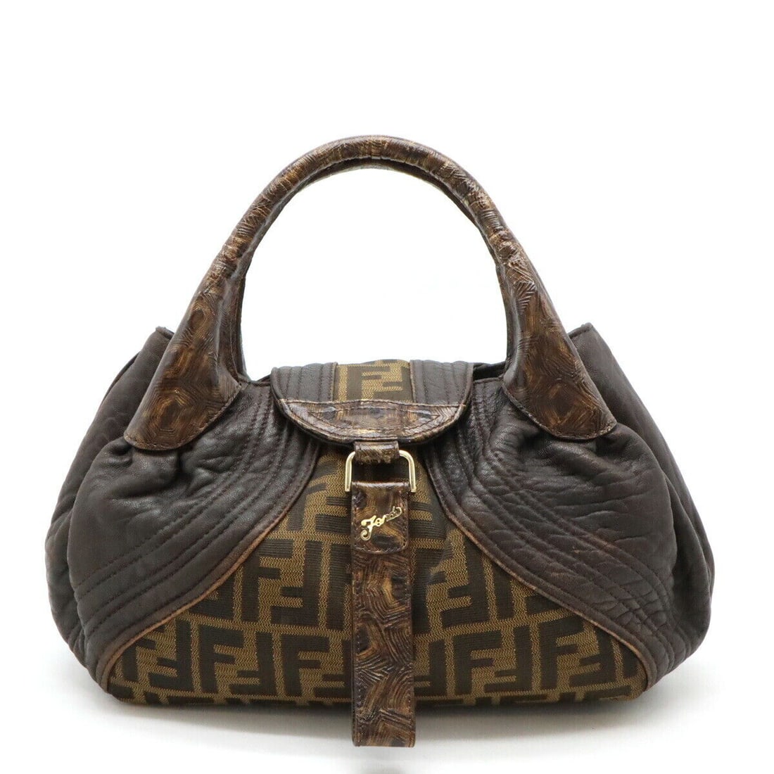 FENDI Zucca Spy Bag Handbag Nylon: FENDI Zucca Spy Bag Handbag Nylon Canvas Leather Dark Brown Condition: Pre-owned Important Notes: ?This item was previously used. There are scuffs and scratches, please see images. Please feel free ..