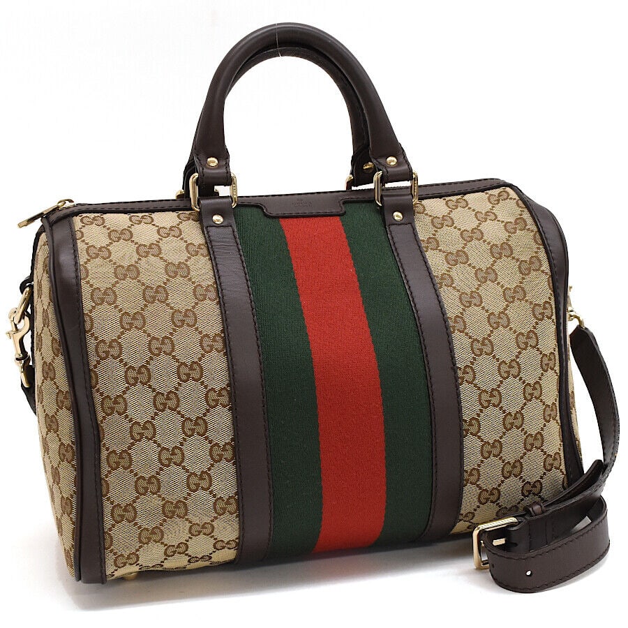 GUCCI #26 2way handbag 247205 GG: GUCCI #26 2way handbag 247205 GG canvas Sherry line jacquard leather Condition: Pre-owned Brand: GUCCI Country: Japan SN: MOR_TR_0913 Size: NA Size Type: Normal Style: NA Type: N