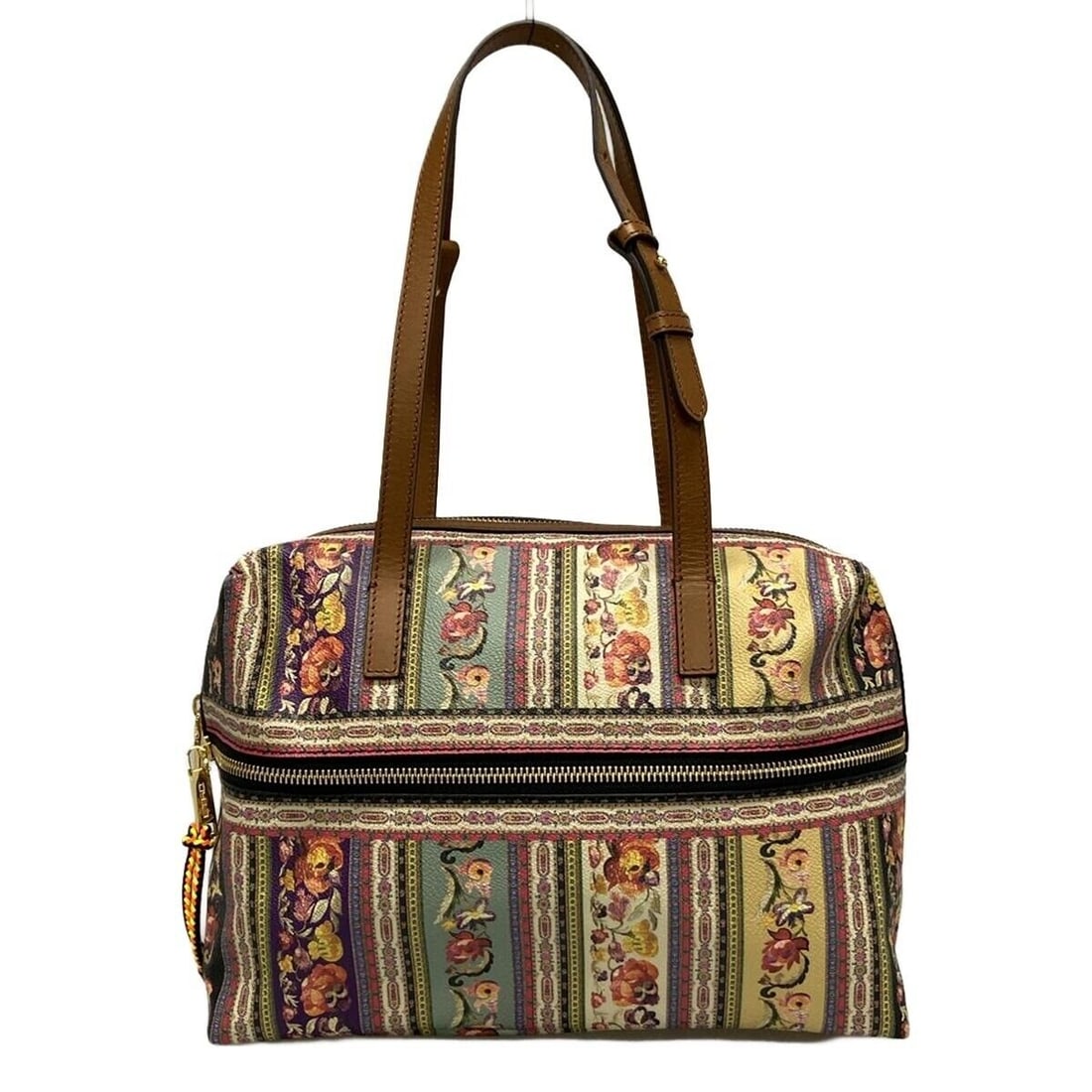 Auth ETRO - Brown Cream Multi: Auth ETRO - Brown Cream Multi Leather PVC Shoulder Bag Condition: Pre-owned Brand: ETRO Style: Shoulder Bag Exterior Color: Brown, Cream, Multi Exterior Material: Leather, PVC Accessories: Dust Ba