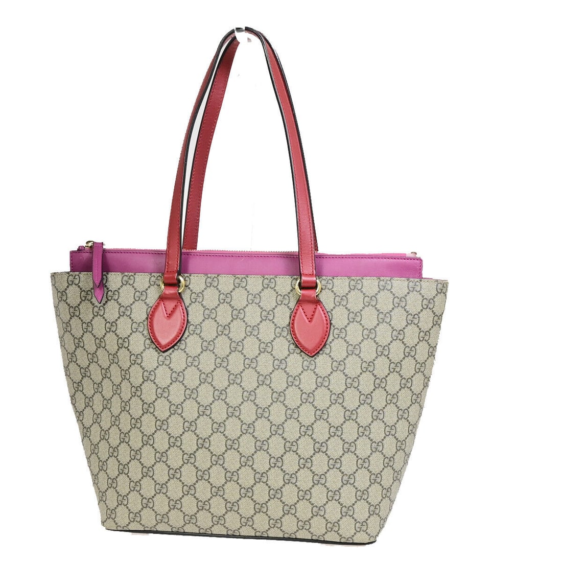 GUCCI Logo GG Pattern Shoulder Tote: GUCCI Logo GG Pattern Shoulder Tote Bag Supreme Leather Brown Red Pink 79YG167 Condition: Pre-owned Brand: GUCCI Exterior Material: Supreme Leather Style: Shoulder Bag Exterior Color: Brown Red Pink <