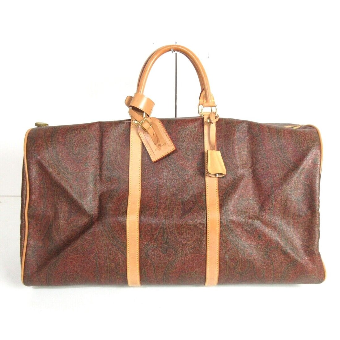 Auth ETRO Dark Brown Beige Multi: Auth ETRO Dark Brown Beige Multi PVC Leather Boston Bag Condition: Pre-owned Brand: ETRO Style: Boston Bag Exterior Color: Dark Brown, Beige, Multi Exterior Material: PVC, Leather Accessories: Sho