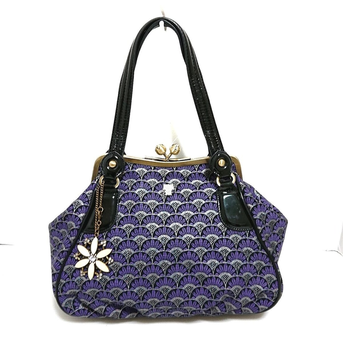 Auth ANNA SUI - Purple Black: Auth ANNA SUI - Purple Black Multi Jacquard Patent Leather (Synthetic Leather) Condition: Pre-owned Brand: ANNA SUI Style: Handbag Exterior Color: Purple, Black, Multi Exterior Material: Jacquard, Pat
