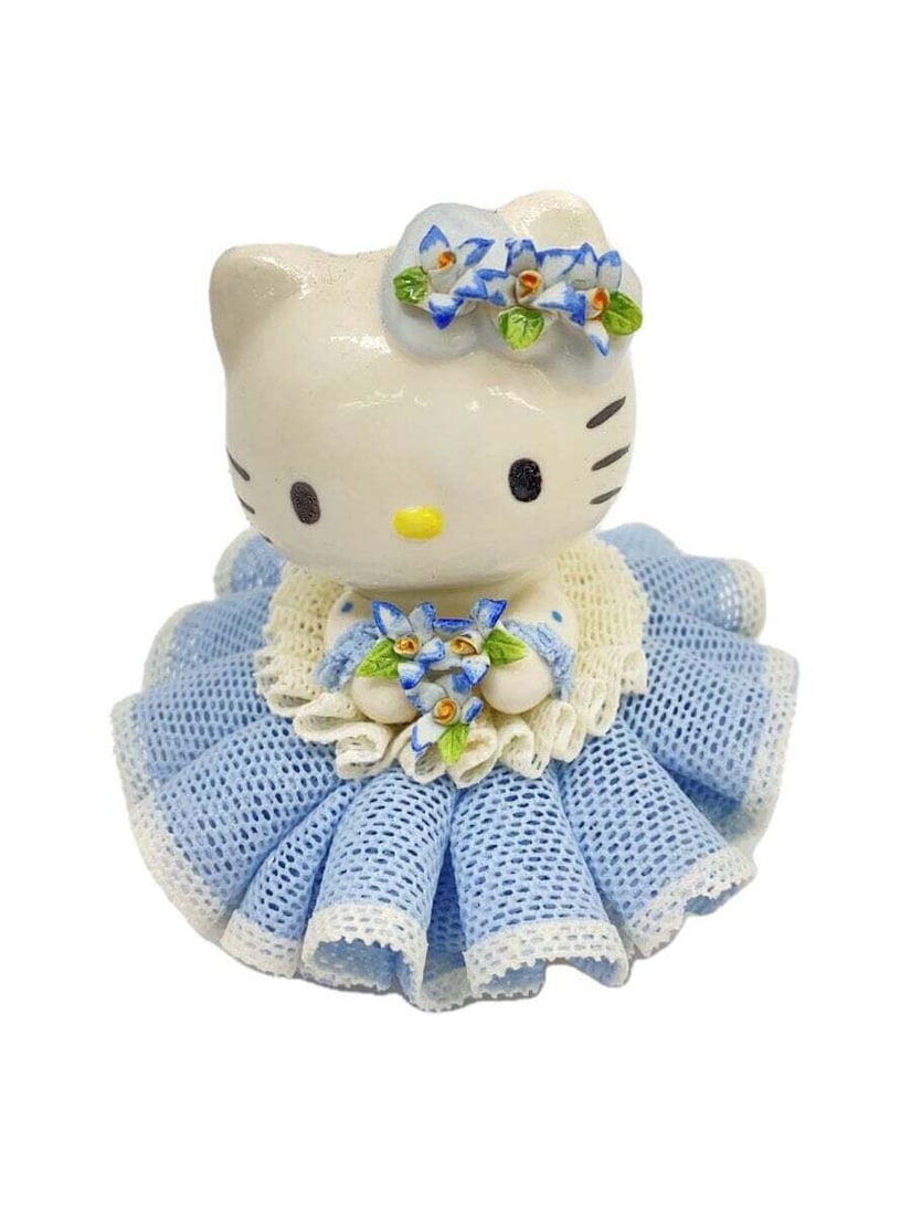 IRISH DRESDEN Hello Kitty Forget blue: IRISH DRESDEN Hello Kitty Forget blue blue Condition: Used Brand: IRISH DRESDEN Country: Japan SN: MOR_0820 Color: white Region of Origin: NA Primary Material: Porcelain &: Pottery <br