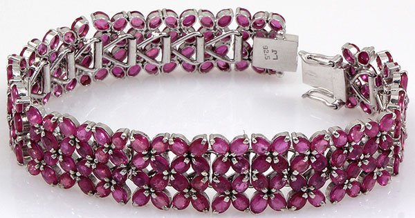 Ruby Bracelet 2 Rows Floral 92.5 Sterling Silver 35 Gra: Ruby Bracelet 2 Rows Floral 92.5 Sterling Silver 35 Grams **|**|** Ruby Bracelet Floral 92.5 Sterling Silver 35 Grams ; MSRP: $600