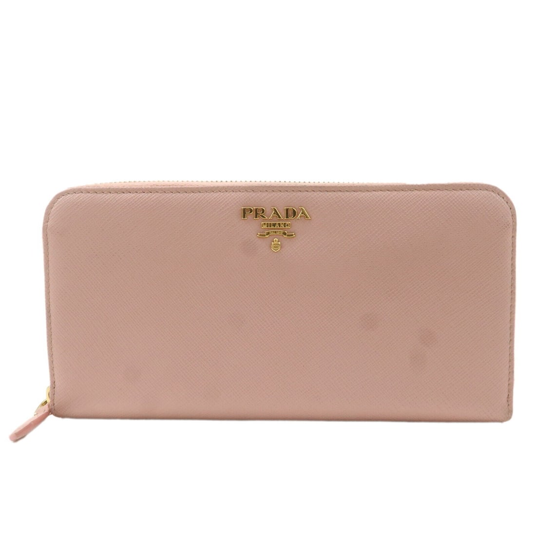 Authentic PRADA Logo Leather Round Zipper: Authentic PRADA Logo Leather Round Zipper Long Wallet Pink 1ML506 Used F/S Condition: Pre-owned Important Notes: ?* Please click and read our description for more detailed condition and accessory(what