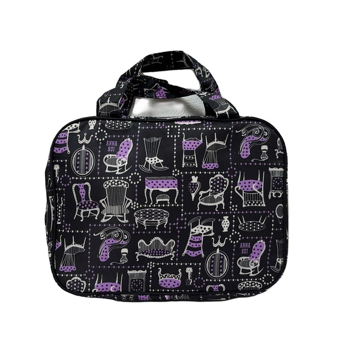 Auth ANNA SUI - Black Purple: Auth ANNA SUI - Black Purple Cream Satin Handbag Condition: Pre-owned Brand: ANNA SUI Style: Handbag Exterior Color: Black, Purple, Cream Exterior Material: Satin ConditionRank: 9 Departm