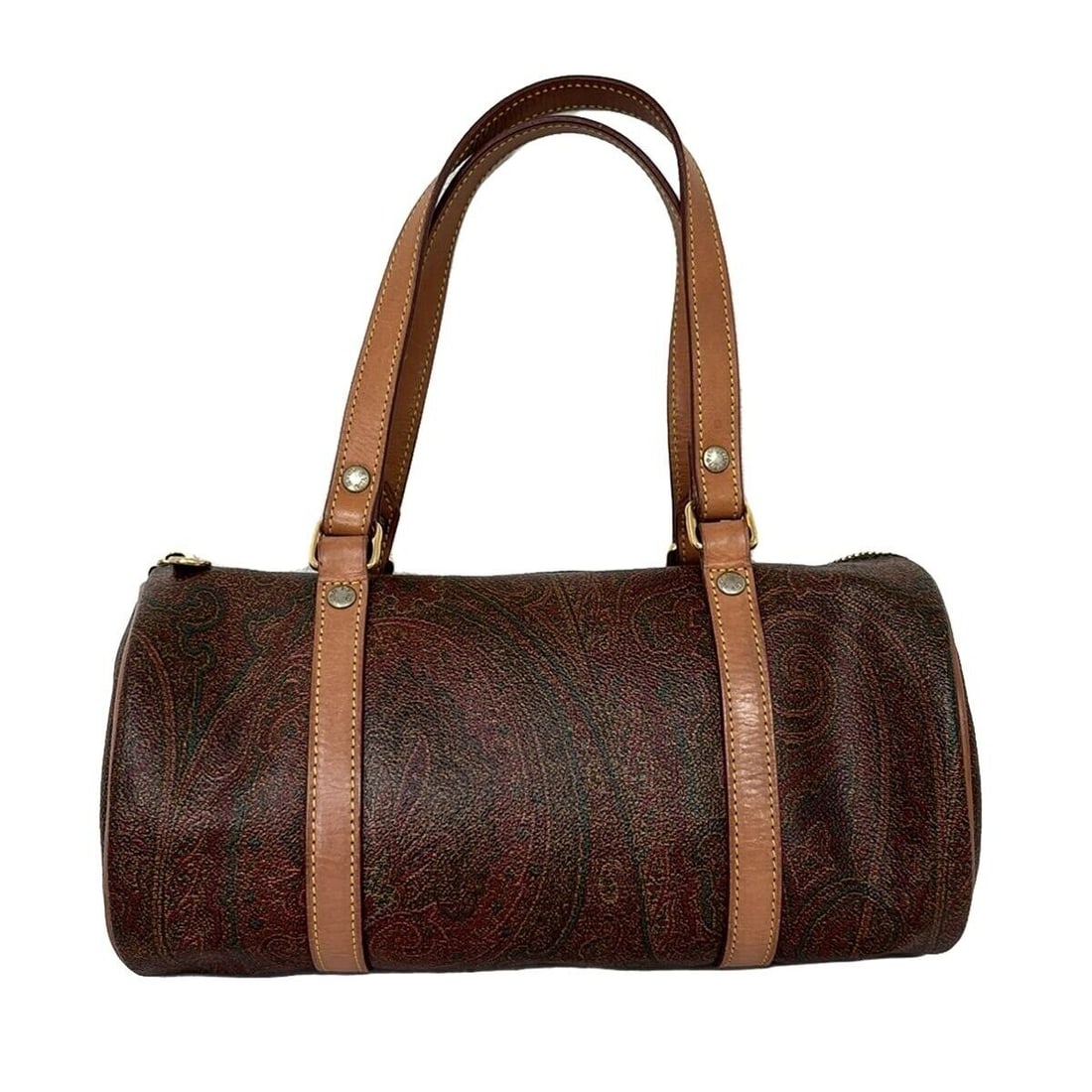Auth ETRO - Bordeaux Brown Multi: Auth ETRO - Bordeaux Brown Multi PVC Leather Handbag Condition: Pre-owned Brand: ETRO Style: Handbag Exterior Color: Bordeaux, Brown, Multi Exterior Material: PVC, Leather Accessories: Dust Bag <b
