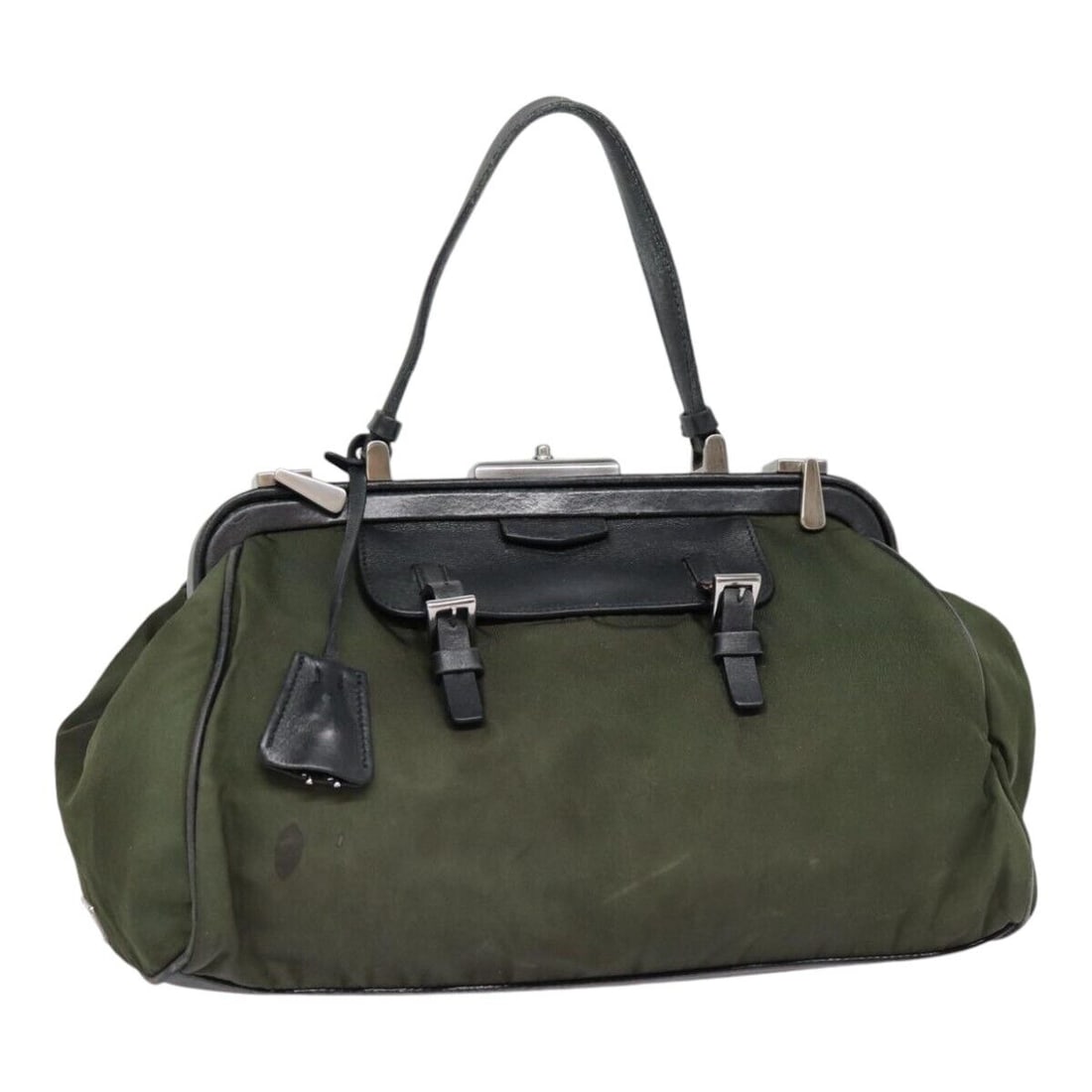 PRADA Hand Bag Nylon Khaki Silver: PRADA Hand Bag Nylon Khaki Silver Auth 88423 Condition: Pre-owned Important Notes: ?Pre-owned: An item that has been used or worn previously. See the sellers listing for full ... Read more :?Pre-owned