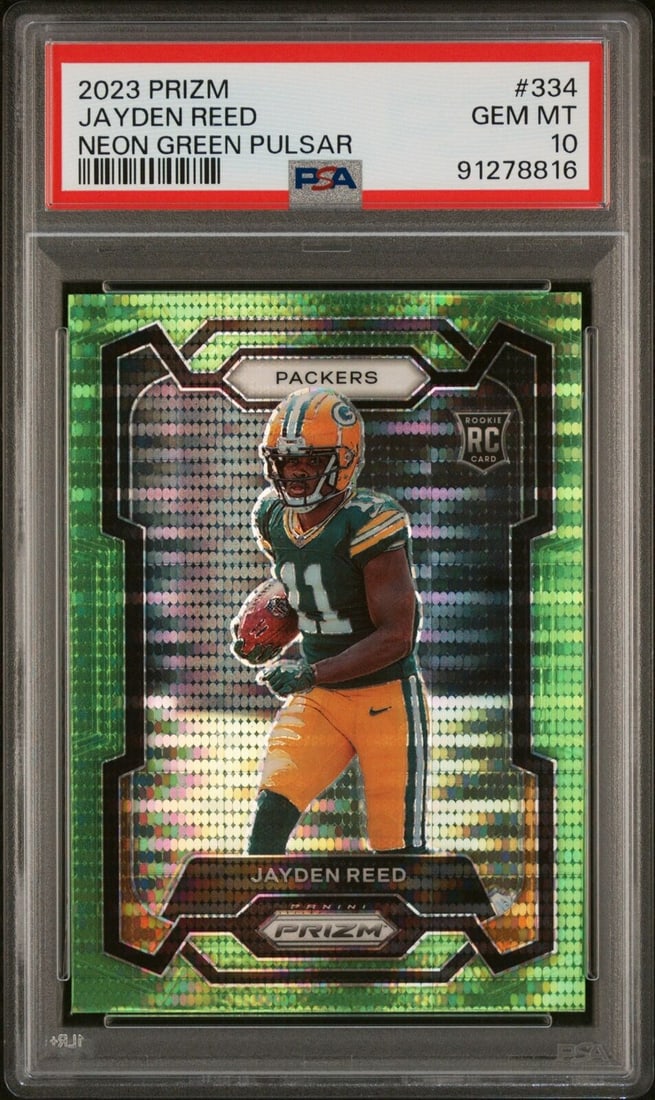graded 2023 panini prizm jayden reed #334 neon green pulsar football card PSA 10: graded 2023 panini prizm jayden reed #334 neon green pulsar football card PSA 10 Graded 2023 Panini Prizm Jayden Reed #334 Neon Green Pulsar Football Card PSA 10 SKU no: RBJ8049835212888 Guidelines fo