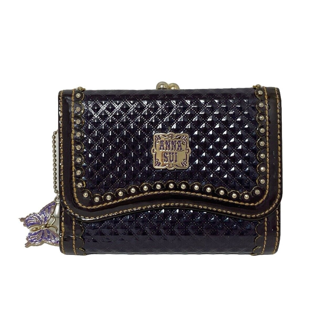 Auth ANNA SUI - Purple Patent: Auth ANNA SUI - Purple Patent Leather Trifold Wallet Condition: Pre-owned Brand: ANNA SUI Style: Trifold Wallet Color: Purple Material: Patent Leather Accessories: Charm ConditionRank: 6