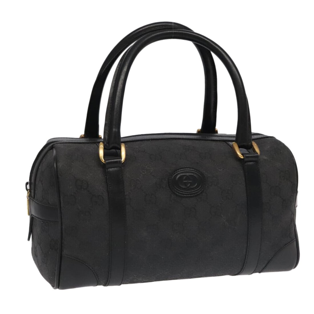 GUCCI GG Canvas Hand Bag Black: GUCCI GG Canvas Hand Bag Black Gold Auth mr650 Condition: Pre-owned Brand: GUCCI Style: Hand Bag Material: GG Canvas Exterior Color: Black / Gold Size: See Description Bag Height: 5.5inch