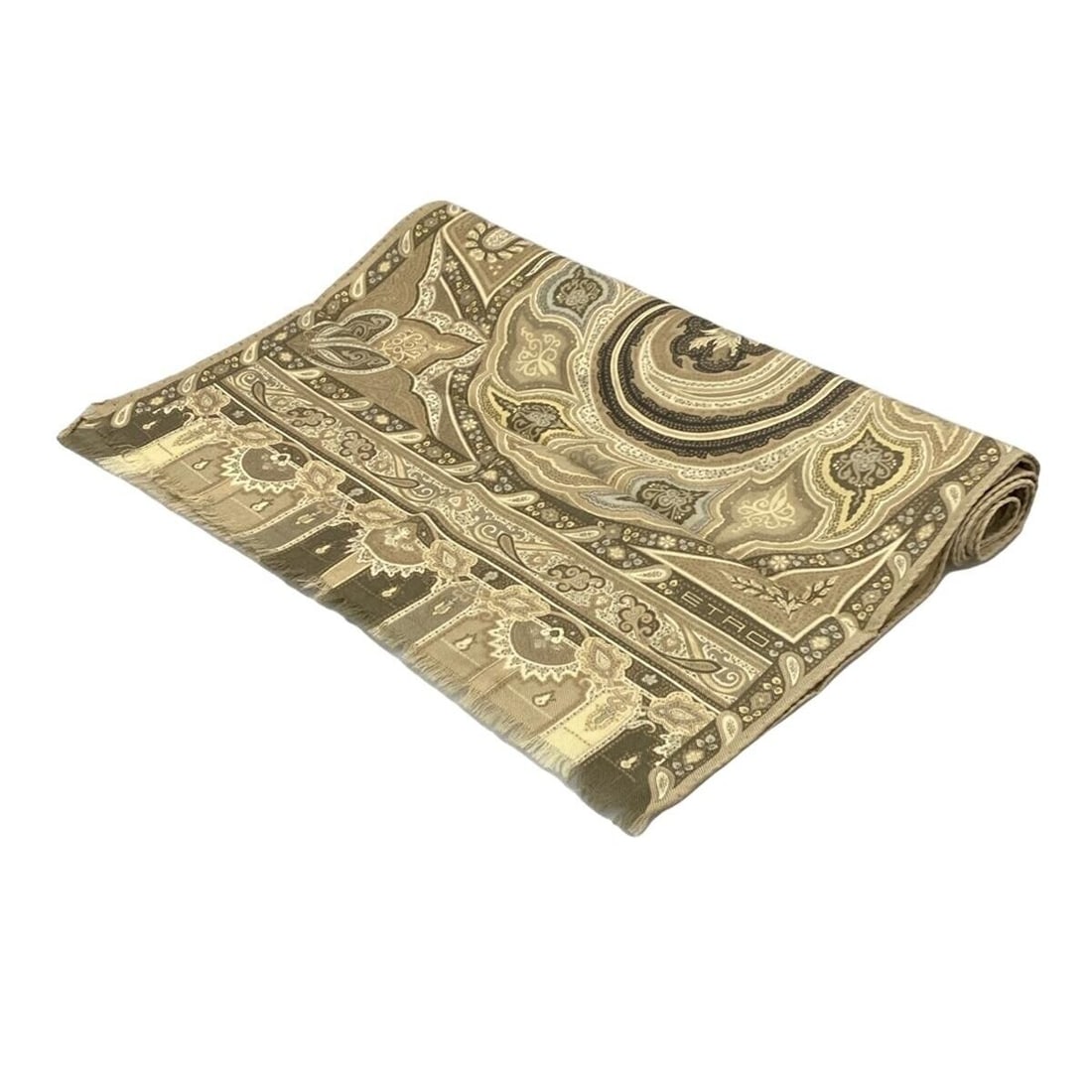Auth ETRO - Beige Gray Wool: Auth ETRO - Beige Gray Wool Silk Scarf Condition: Pre-owned Brand: ETRO Style: Scarf Color: Beige, Gray Material: Wool, Silk ConditionRank: 6 Type: Scarf SKU no: RBJ226