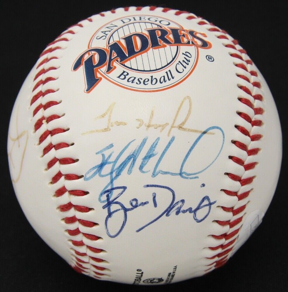 bruce bochy trevor hoffman woody williams + randy jones multi signed padres ball: bruce bochy trevor hoffman woody williams + randy jones multi signed padres ball BRUCE BOCHY TREVOR HOFFMAN WOODY WILLIAMS + RANDY JONES MULTI SIGNED PADRES BALL SKU no: RBJ8007785218136 Guidelines fo