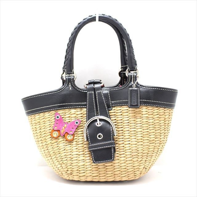 Auth COACH Butterfly Straw Bag 6270: Auth COACH Butterfly Straw Bag 6270 Light Brown Black Multi Straw Leather - Condition: Pre-owned Brand: COACH Style: Handbag Exterior Color: Light Brown, Black, Multi Exterior Material: Straw, Leather